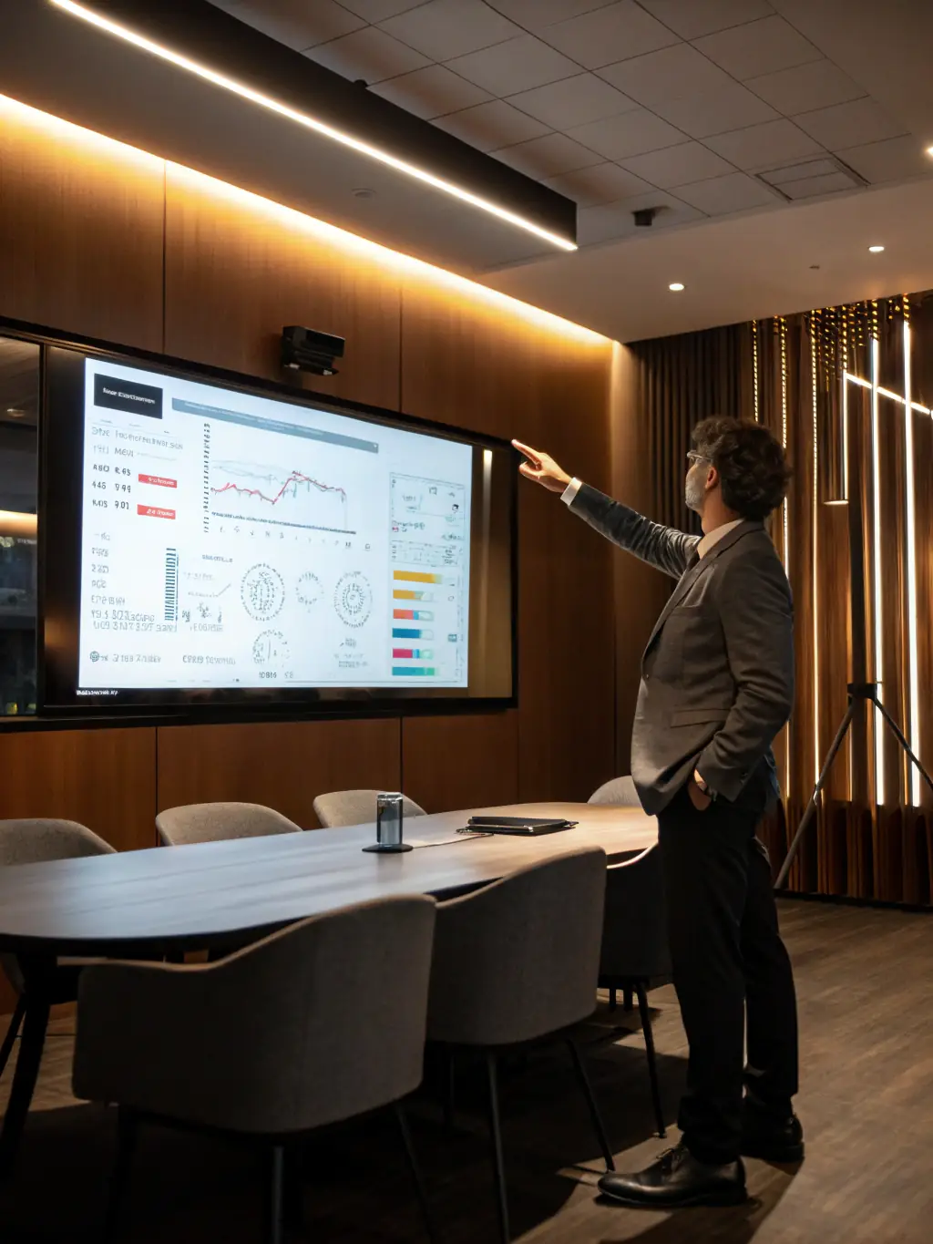 A professional consultant presenting a growth strategy to a client's executive team in a modern office setting.